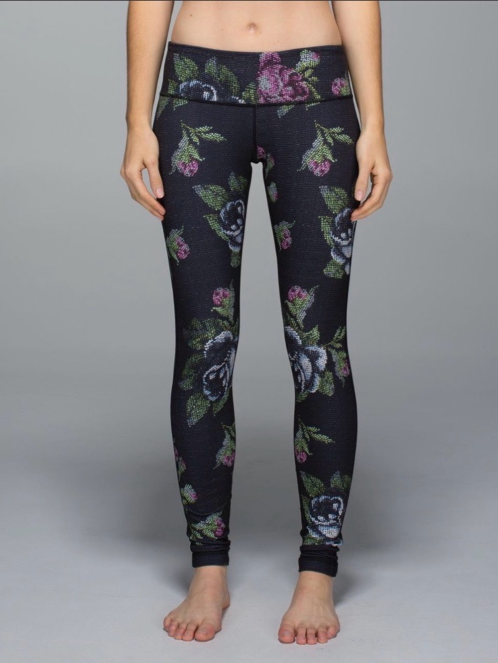 lululemon athletica‎ Wunder Under Pant Garden Party Black Floral Leggings Sz 6
